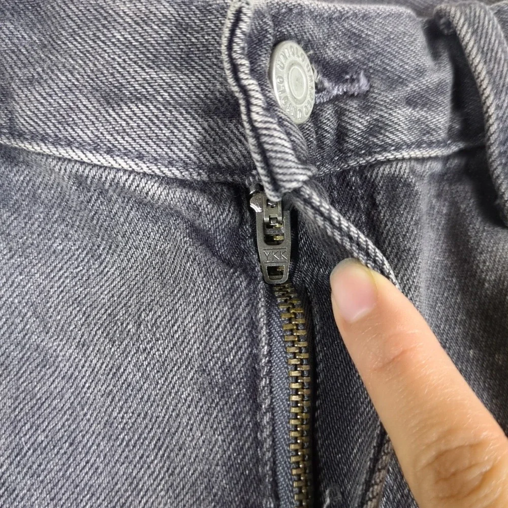 Uniqlo Wide Straight Jeans Womens 28x26 Gray Baggy Relaxed High Rise Grunge Y2K